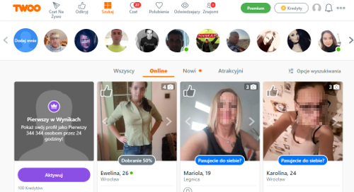 Twoo - opcja wyszukiwania osób